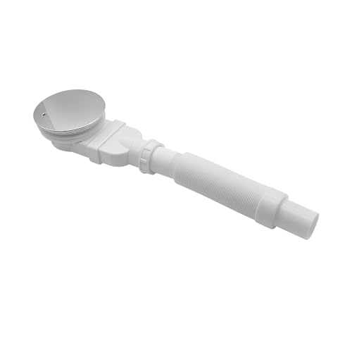 Dooleewee extraflache Ablaufgarnitur Siphon Ablauf mit integriertem Haarsieb | Abdeckhaube in Chrom | passend zu Ø 90mm Ablaufloch der Duschwanne von DOOLEEWEE