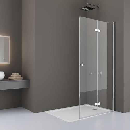 Duschabtrennung Walk in 75x185cm Duschwand Faltbar Walk-in Duschabtrennung Walk in Dusche Falttür 6mm ESG Glas (75x185cm/Falttür Duschwand) von DOOLEEWEE