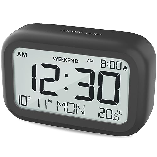 DOOMAY Digital Wecker Nachttisch - Batteriebetriebene Uhr mit LCD-Display-Volumen einstellbar Snooze und Wochenendmodus für Schlafzimmer Schreibtisch Reisen von DOOMAY
