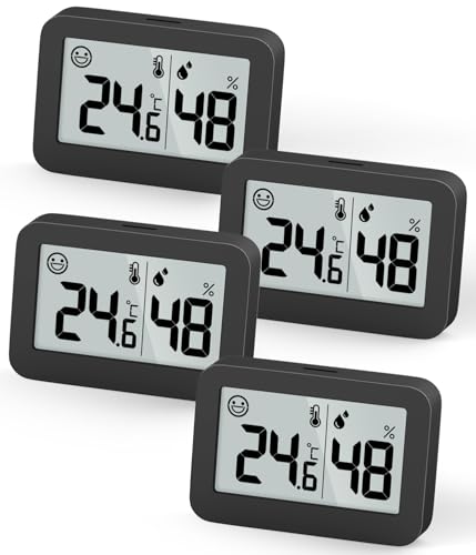 DOOMAY Mini-Hygrometer-Innenthermometer, digitales Luftfeuchtigkeitsmessgerät mit Celsius-Fahrenheit-Schaltertaste, Luftfeuchtigkeitsmesser, Temperaturüberwachung (4) von DOOMAY