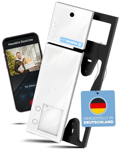 DOORLINE® Video Türklingel mit Kamera kabellos [kompatibel mit Fritz!Box und App-Steuerung] weiß | Made in Germany | Gegensprechanlage mit Türöffner | Videotürklingel kabellos | Türsprechanlage von DOORLINE