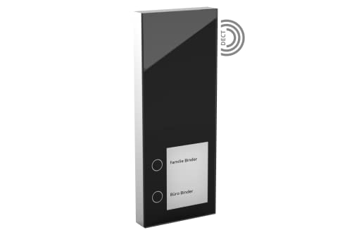 DoorLine Slim DECT Farbe: Schwarz von Telegärtner Elektronik l Clevere Türstation l per Knopfdruck mit der AVM FRITZ!Box zur Tür-Sprechanlage gekoppelt l erweiterbar zur Video-Sprechanlage I von DOORLINE