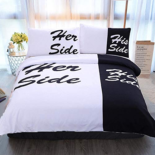 DOORWD Black and White her Side his Side Letters 3D Bettbezug 100% Mikrofaser 200x200cm 3-teilig Bettwäsche-Sets Enthält 2 Kissen 80x80cm Geeignet für Kinder und Erwachsene DOORWD Black and White her Side his Side Letters 3D Bettbezug 100% Mikrofaser 200x200cm 3-teilig Bettwäsche-Sets Enthält 2 Kissen 80x80cm Geeignet für Kinder und Erwachsene von DOORWD