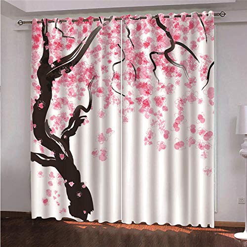DOORWD Blickdichte Gardinen Verdunkelungsvorhang mit Ösen Rote Kirschblüten 100% Polyester Lichtundurchlässige Vorhang für Schlafzimmer Geräuschreduzierung 2er Set 140 * 160cm DOORWD Blickdichte Gardinen Verdunkelungsvorhang mit Ösen Rote Kirschblüten 100% Polyester Lichtundurchlässige Vorhang für Schlafzimmer Geräuschreduzierung 2er Set 140 * 160cm von DOORWD