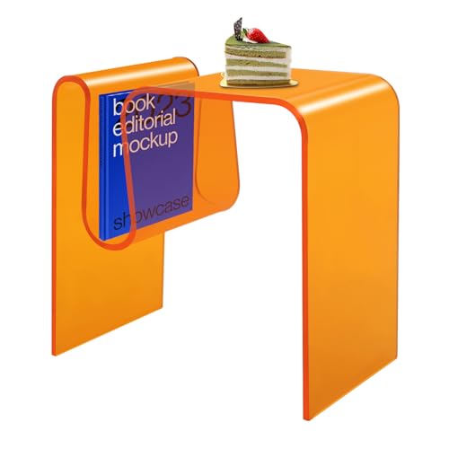 DOPBENT Acryl Beistelltisch, Nachttisch, für Schlafzimmer Wohnzimmer, 45 x 30 x 45 cm, Acryl-Stärke 10 mm (Orange) von DOPBENT