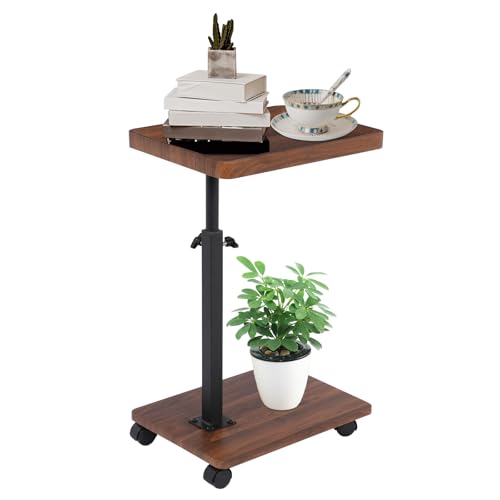 DOPBENT Beistelltisch C Form,Verstellbarer Sofatisch mit Rollen,mobiler Kaffeetisch,Modern Mobiler Kaffeetisch für Wohnzimmer Und Schlafzimmer 40 X 30 X 80 cm von DOPBENT