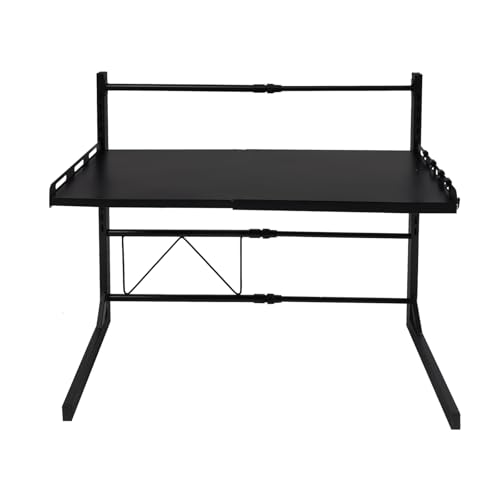DOPBENT Erweiterbares Verstellbare Mikrowellen Regal, 2-Stufig Küchen Mikrowelle Ständer Regal, Elektroherd Halterung, Küchenaufbewahrung Organizer mit 4 Haken (Schwarz) von DOPBENT