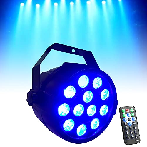 LED Par Strahler 12 LED Tragbares Discolicht Partylicht RGB DMX512 Par Scheinwerfer mit Fernbedienung,Drei Abstrahlwinkel,Bühnenlicht DJ licht für Bar Weihnachten Halloween Musik Disco Party von DOPBENT