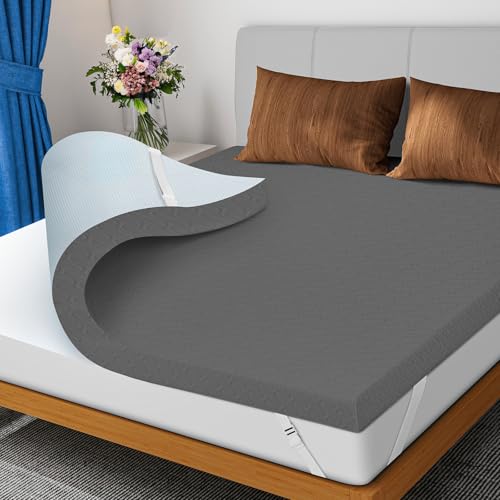 DOPEDIO 7,5cm Gel Memory Foam Matratzen Topper Weiche Matratzenauflage mit Öko-TEX® 100 Zertifizierung, Waschbarer Bezug für Boxspringbett und Schlafsofa (180x200cm, Grau) von DOPEDIO