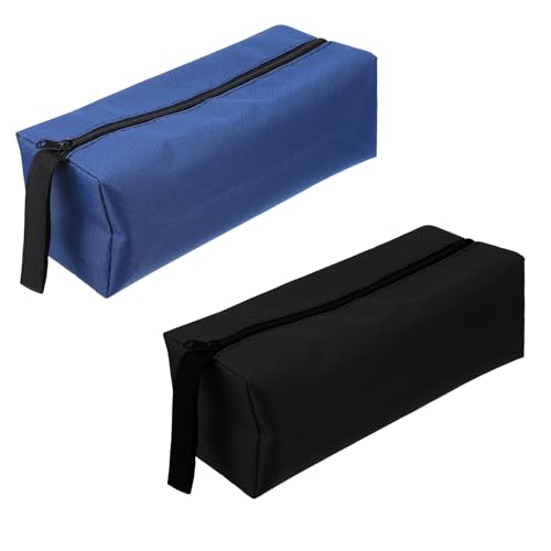 DOPENSPI 2 Stück Kleine Werkzeugtasche, Wasserdichte Robuste Werkzeugtaschen aus Canvas mit Reißverschluss, aus Verdicktem 600D Oxford Stoff zur Aufbewahrung von Elektrikerwerkzeugen(Schwarz+Blau) von DOPENSPI