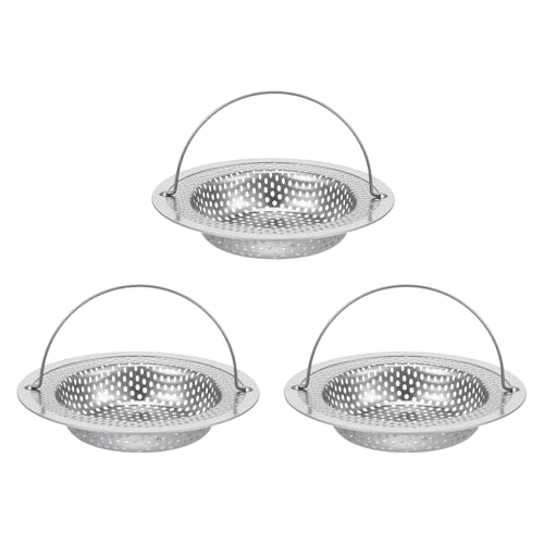 DOPENSPI 3 Stück Abflusssieb Küchenspüle mit Griff für 8cm Breites Waschbecken Höhe 2 cm, Sieb für Spülbecken Abflusssieb Edelstahl Spülbecken Sieb Verstopfungsschutz Küche Waschbecken Abfluss Spüle von DOPENSPI