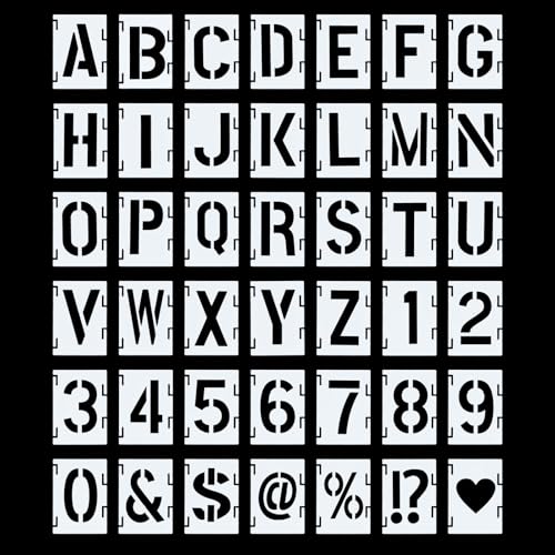 DOPENSPI 42 Stück 10 cm Zahlen und Buchstaben Schablone Set, Wiederverwendbare Ineinandergreifendes Schablonen Buchstaben Kunststoff für Holzschilder Malerei DIY Handwerk von DOPENSPI