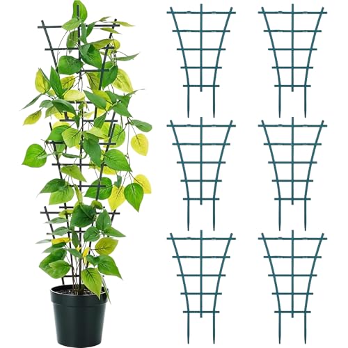 DOPENSPI 6 Stück Rankhilfe Zimmerpflanzen, 24.5x15cm Stapelbare Rankhilfe Klein Garten Pflanzenstütze Wiederverwendbare Pflanzengitter die Zusätzlichen Wachstumsraum für Pflanzen Bieten von DOPENSPI