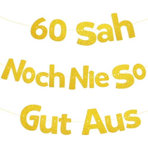 DOPENSPI Deko 60 Geburtstag Lustige Banner, Goldglitter 60 Sah Noch Nie So Gut Aus Girlande Deko 60. Geburtstag Mann Frau Partyzubehör von DOPENSPI