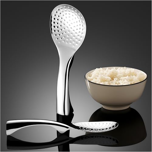 Reispaddel aus 18/8 Edelstahl, antihaftbeschichtet, Spiegel-Finish, Stand-Up-Design, Servierlöffel für Küche, 20 cm lang von DOPMEP