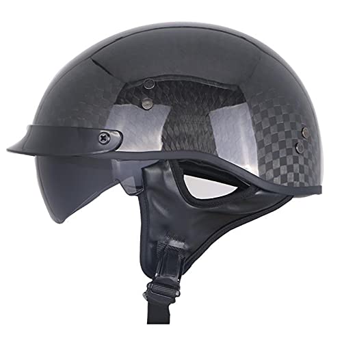 12K Carbon Faser Helm Motorrad Half Face Open Vintage Jet-Helm Helm Roller Pilot Crash Helm Herren und Damen Sommerhelm ECE-zertifiziert (55-62cm),B,XL von DOPORA