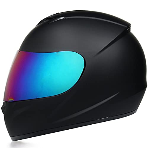 DOT-zertifizierter Motorrad Integralhelm für Erwachsene mit 4 Linsenoptionen Herren Damen Motorrad helme Sturzhelm für den täglichen Motorradintegralhelm,Matt black b,L 59~60cm von DOPORA