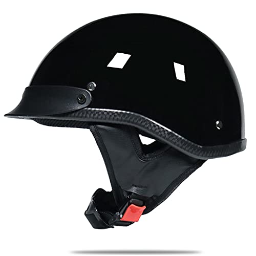 Motorrad Halbhelme Brain Cap Halbschale Jet-Helm Roller-Helm Scooter-Helm Retro HelmeMotorrad Half Helm Männer und Frauen Erwachsene für Cruiser Chopper Biker Moped, ECE-Zulassung,D,XXL von DOPORA