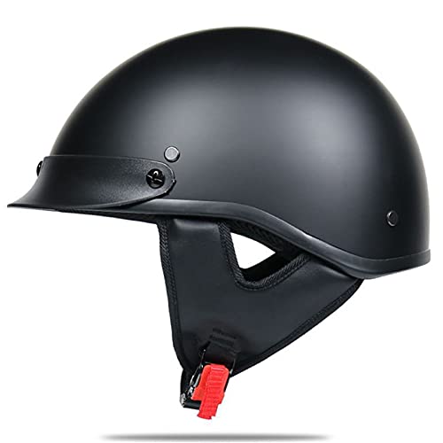 Motorrad Halbhelme Brain-Cap Halbschale Motorrad-Helm Jet-Helm Roller-Helm Scooter-Helm Retro HelmeMotorrad Half Helm mit Visier für Cruiser Chopper Biker ECE-Zulassung,Matte black b,XXL von DOPORA