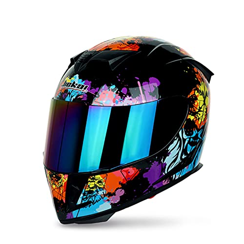 Motorrad Integralhelm für Erwachsene ECE-zertifizierte Männer Damen Motorrad-Helme Sturzhelm mit Doppelvisier für den täglichen Pendelverkehr Helme,J,XXL 63~64cm von DOPORA