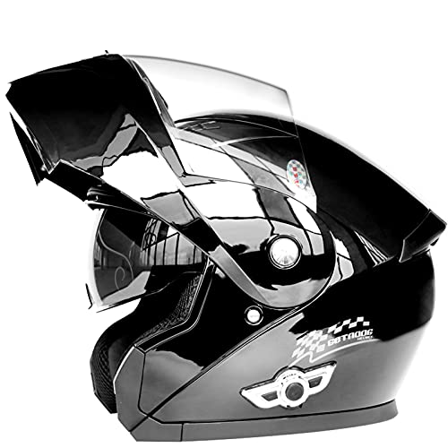 Motorrad Integrierter Bluetooth-Helm Klapphelm mit Bluetooth Funk Sprechanlage mit Anti-Fog-Doppelscheib für Damen Herren ECE Zertifiziert mit Eingebautem Mikrofon,D,M 57~58cm von DOPORA
