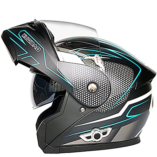 Motorrad Integrierter Bluetooth-Helm Klapphelm mit Bluetooth Funk Sprechanlage mit Anti-Fog-Doppelscheib für Damen Herren ECE Zertifiziert mit Eingebautem Mikrofon,F,L 59~60cm von DOPORA