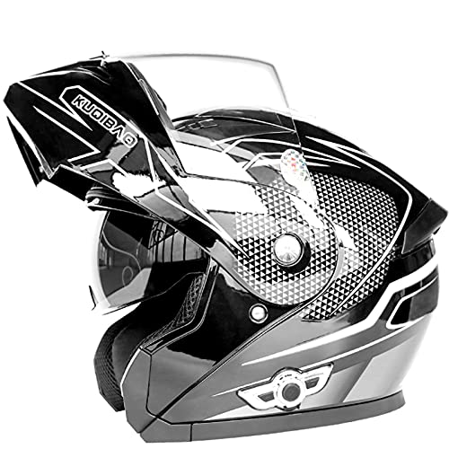 Motorrad Integrierter Bluetooth-Helm Klapphelm mit Bluetooth Funk Sprechanlage mit Anti-Fog-Doppelscheib für Damen Herren ECE Zertifiziert mit Eingebautem Mikrofon,H,L 59~60cm von DOPORA