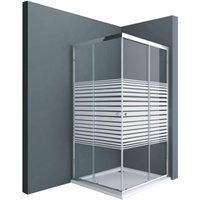 Doporro 75x75cm Eckeinstieg Duschkabine Schiebetür Duschabtrennung Inklusive Duschwanne Milchglas Streifen Eckdusche 6mm esg Glas Höhe 190cm Rav16MS Doporro 75x75cm Eckeinstieg Duschkabine Schiebetür Duschabtrennung Inklusive Duschwanne Milchglas Streifen Eckdusche 6mm esg Glas Höhe 190cm Rav16MS von SOGOOD