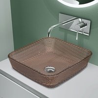 Doporro - Aufsatzwaschbecken Glaswaschbecken BxTxH: 40x40x11cm in Kaffee Glas Waschplatz Handwaschbecken Waschtisch Minerva03 - Kaffee von DOPORRO
