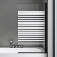 Badewannenaufsatz Design-Duschwand für Badewanne 80x140cm schwarz Duschabtrennung ESG-Sicherheitsglas in Milchglas Streifen inkl. NANO-Beschichtung von DOPORRO