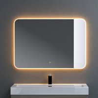 Badspiegel-03 Led-Lichtspiegel 100x80cm mit Dimmen-Funktion Beschlagfreier Wandspiegel Touchbedienung 5mm Float-Glas - Doporro von DOPORRO