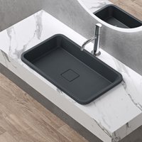 Waschbecken Einbauwaschbecken 53x33x10,5cm Colossum104 Anthrazit matt aus Gussmarmor rechteckig mit Ablaufabdeckung ohne Armatur - Doporro von DOPORRO