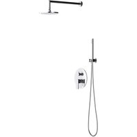 Doporro - Design Unterputz-Duschsystem Duschset hochglänzend verchromt 200mm Regen-Duschkopf rund mit wassersparender Kopfbrause und Duscharmatur von DOPORRO
