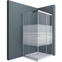 100x75cm Eckeinstieg Duschkabine Schiebetür Duschabtrennung Milchglas Streifen Eckdusche 6mm esg Glas Höhe 190cm Rav16MS - Milchglas-Streifen | Ohne von DOPORRO