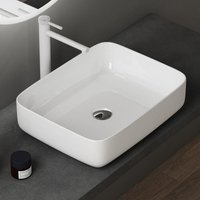 Aufsatzwaschbecken Keramik Waschbecken 500x400x135 mm weiß glänzend Gäste wc Handwaschbecken Waschtisch Brüssel106 - Glänzend weiß - Doporro von DOPORRO