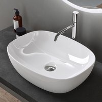 Aufsatzwaschbecken Keramik Waschbecken Oval Waschschlae 510x395x140 mm weiß glänzend Badezimmer Handwaschbecken Waschtisch Brüssel104 - Glänzend weiß von DOPORRO