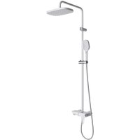 Doporro Design Duscharmatur in Weiß Duschstange mit Duschkopf rechteckig und Regendusche Duschsystem wassersparend mit Wandhalterung - Weiß matt von SOGOOD