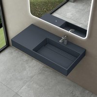 Doporro - Waschbecken Waschtisch 90x48x13 cm mit verstecktem Ablauf in matt Anthrazit aus Mineralguss als Aufsatzwaschbecken und Hängewaschbecken von DOPORRO