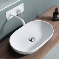 Design Waschbecken Bad 54x34x10cm Waschtisch aus hochwertigem Guss-Marmor in Weiß matt DIN-Anschlüsse - Weiß matt - Doporro Design Waschbecken Bad 54x34x10cm Waschtisch aus hochwertigem Guss-Marmor in Weiß matt DIN-Anschlüsse - Weiß matt - Doporro von DOPORRO