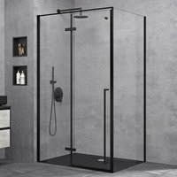 Duschkabine Duschabtrennung 80x140x195cm Eckdusche schwarz ESG-Sicherheitsglas Klarglas inkl. beidseitiger Easy-Clean-Beschichtung Ravenna64 von DOPORRO