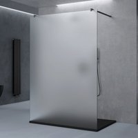 Duschwand Duschtrennwand 120x200 Walk-In Dusche schwarz mit Doppel-Stabilisator aus Echtglas 10mm ESG-Sicherheitsglas Vollsatiniert inkl. von DOPORRO