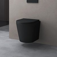 Doporro - Wand wc Design wc schwarz matt inkl. Softclose Absenkautomatik 49x35,5x35 cm Hänge-Toilette Weiß spülrandlos Hänge-WC aus Keramik Aachen108 Doporro - Wand wc Design wc schwarz matt inkl. Softclose Absenkautomatik 49x35,5x35 cm Hänge-Toilette Weiß spülrandlos Hänge-WC aus Keramik Aachen108 von DOPORRO