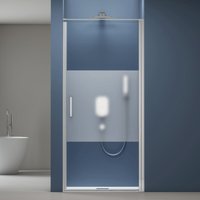 Nischentür 80cm Nischendrehtür Duschabtrennung Teramo36MS Höhe in 195cm ESG-Sicherheitsglas Duschtür aus Milchglas-Streifen mit Hebe- und von DOPORRO