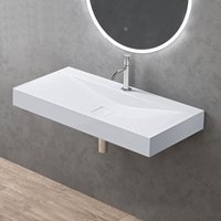 Doporro - Waschbecken Aufsatzwaschbecken Hängewaschbecken bth: 100x48x10cm Weiß Mineralguss Waschtisch Waschplatz Colossum810 von DOPORRO