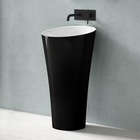 Freistehendes Standwaschbecken bth: 51x51x90cm Col133, innnen weiß+außen schwarz, aus Gussmarmor Waschtisch Waschplatz Standsäule - Glänzend von DOPORRO