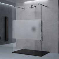 Duschwand Duschtrennwand 140x200 Walk-In Dusche schwarz mit Doppel-Stabilisator aus Echtglas 10mm ESG-Sicherheitsglas Milchglas-Streifen inkl. Duschwand Duschtrennwand 140x200 Walk-In Dusche schwarz mit Doppel-Stabilisator aus Echtglas 10mm ESG-Sicherheitsglas Milchglas-Streifen inkl. von DOPORRO