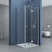 Doporro Eck-Duschkabine Eckdusche mit Falttür Ravenna27 80x80x190cm Duschabtrennung ESG-Sicherheitsglas Klarglas inkl. beidseitiger von SOGOOD