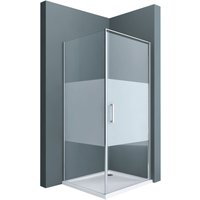 Eck-Duschkabine Ravenna36-Plus 90x100x195cm Eckdusche ESG-Sicherheitsglas Milchglas Streifen inkl. beidseitiger Easy-Clean-Beschichtung - Satiniert von DOPORRO