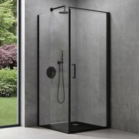 Doporro - Eck-Duschkabine Ravenna36-Plus schwarz 70x70x195cm Eckdusche inkl. Duschtasse ESG-Sicherheitsglas Klarglas inkl. beidseitiger von DOPORRO