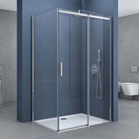 Eckdusche 75x100x195cm Eck-Duschkabine Duschabtrennung ESG-Sicherheitsglas Klarglas Schiebetür inkl. Easy-Clean-Beschichtung Einstieg links/rechts von DOPORRO